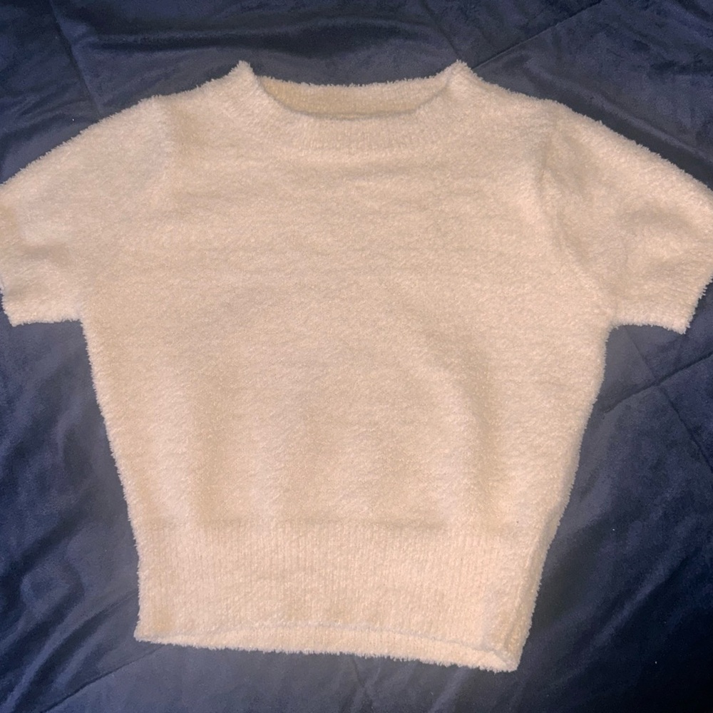 Allie Rose Cozy Cream Short-Sleeve Women's Sweater